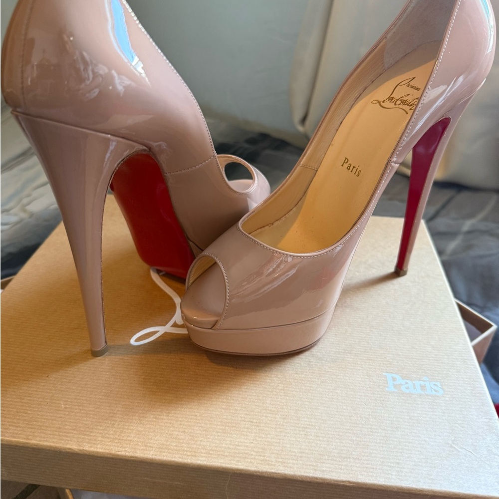 Christian Louboutin Cream and Red Stiletto Heels